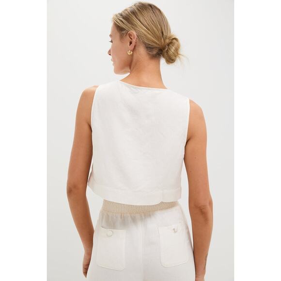 WEWOREWHAT Off-White Boxy Linen Boatneck Top Size 0 NWT Retail $99 Tuckernuck - Picture 2 of 8